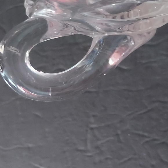 Handblown in Mold Crystal Engraved Sugar Bowl,Clear,2.5in.Hx6inW inc.handles. - Picture 9 of 9